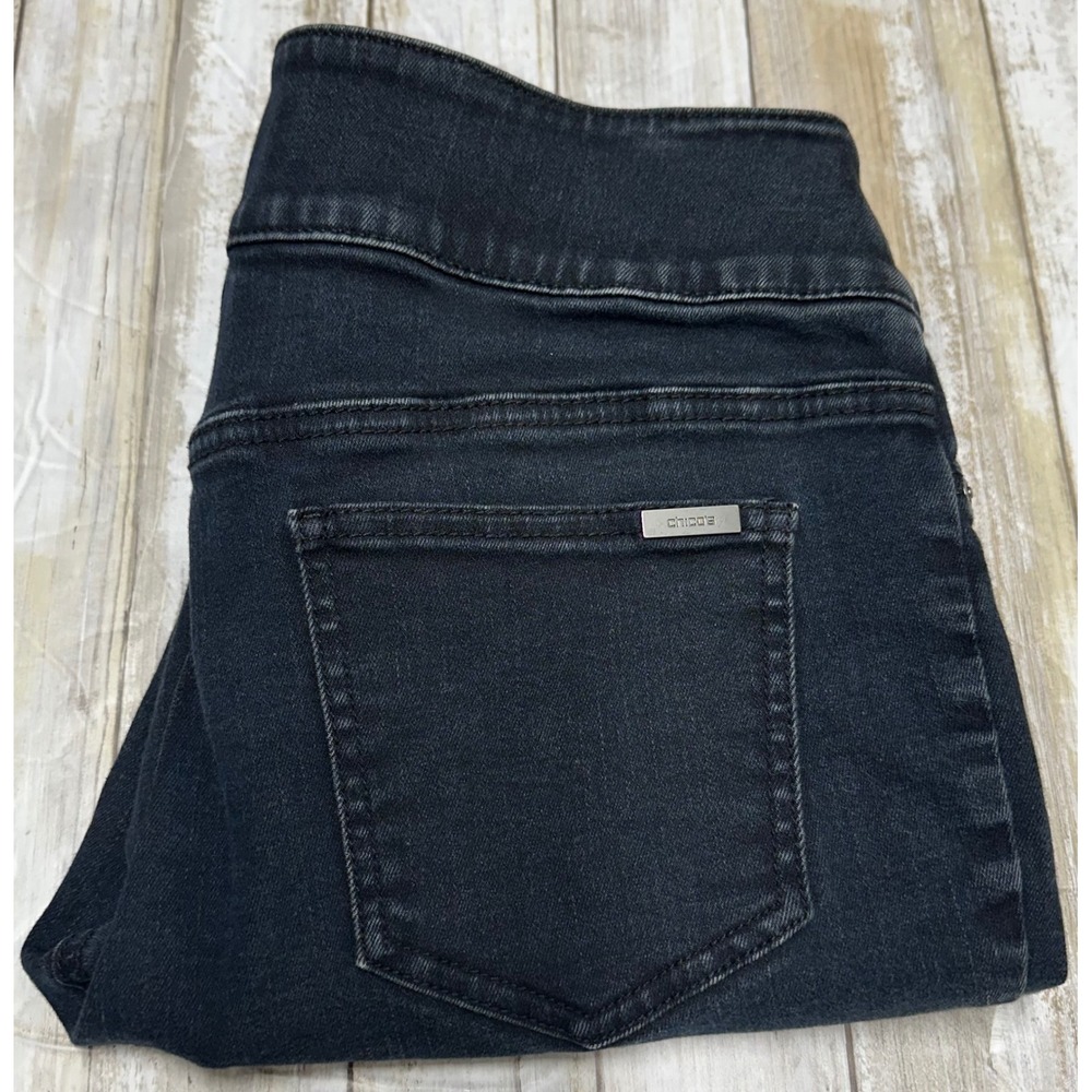 CHICOS So Slimming Blue/Black Denim Jeans‎ High Rise Skinny Size 1(U.S. 8)